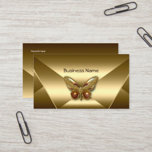 Elegante Bronze Gold Butterfly Jewel Business Card Visitenkarte