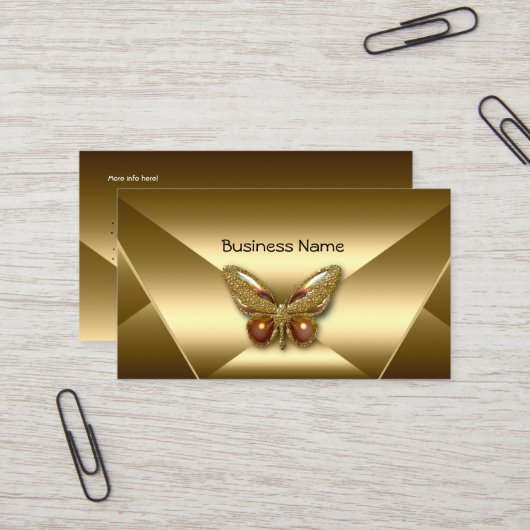 Elegante Bronze Gold Butterfly Jewel Business Card Visitenkarte (Vorderseite/Rückseite Beispiel)