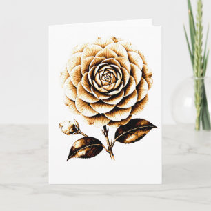 Elegante Bronze-Rosen-Blumenillustration Holz Kuns Karte