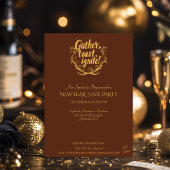 Elegante Bronze und Gold Silvester Mitternacht Einladung