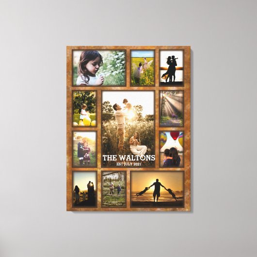 Elegante Bronze wie Frame Familie Foto Collage Leinwanddruck (Vorderseite)