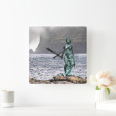 elegante Bronzestatue Quadratische Wanduhr (Zuhause)