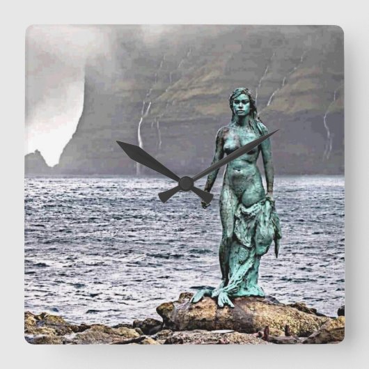 elegante Bronzestatue Quadratische Wanduhr (Vorderseite)