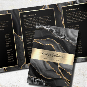 Elegante Broschüre Black and Gold Agate Trifold