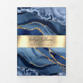 Elegante Broschüre Blue and Gold Agate Trifold (Cover)