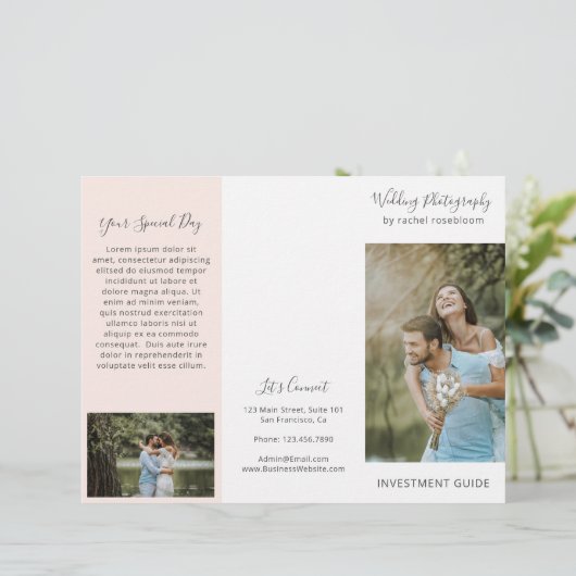 Elegante Broschüre mit rosa Fotografie (Stehend Vorderseite)