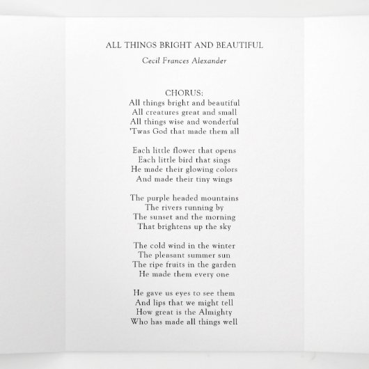 Elegante Broschüre zum dreifach gefliesten Hochzei Dreifach-gefaltete Programmkarte (Innenseite Mitte)