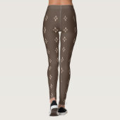 Elegante Brown & Beige Abstrakte Blume Leggings (Rückseite)