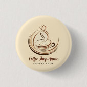 Elegante Brown Coffee Espresso Business Logo Shop Button (Vorderseite)