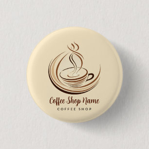 Elegante Brown Coffee Espresso Business Logo Shop Button