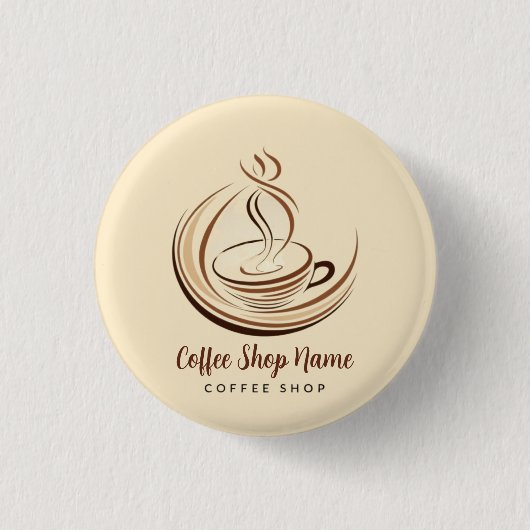 Elegante Brown Coffee Espresso Business Logo Shop Button (Vorderseite)