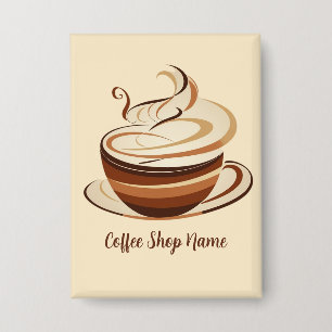 Elegante Brown Coffee Espresso Business Logo Shop Button