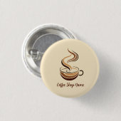 Elegante Brown Coffee Espresso Business Logo Shop Button (Vorne & Hinten)