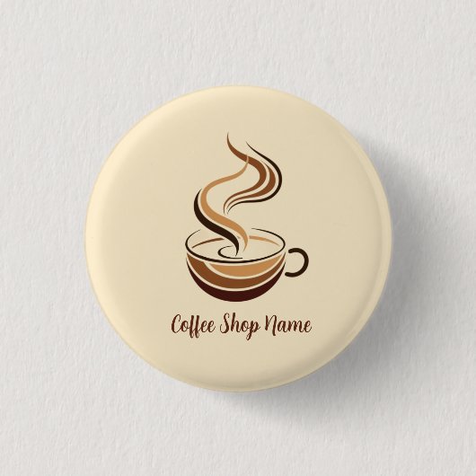 Elegante Brown Coffee Espresso Business Logo Shop Button (Vorderseite)