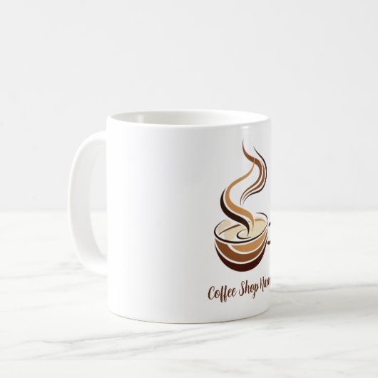 Elegante Brown Coffee Espresso Business Logo Shop Kaffeetasse (Vorderseite Links)
