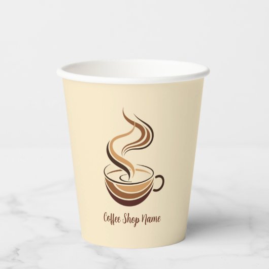 Elegante Brown Coffee Espresso Business Logo Shop Pappbecher (Vorderseite)
