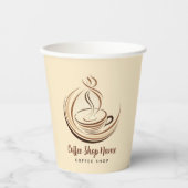 Elegante Brown Coffee Espresso Business Logo Shop Pappbecher (Vorderseite)