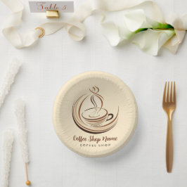 Elegante Brown Coffee Espresso Business Logo Shop Pappteller