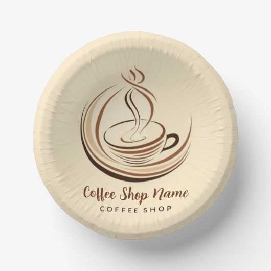 Elegante Brown Coffee Espresso Business Logo Shop Pappteller (Vorderseite)