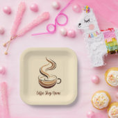 Elegante Brown Coffee Espresso Business Logo Shop Pappteller (Party)