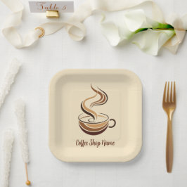 Elegante Brown Coffee Espresso Business Logo Shop Pappteller