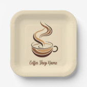 Elegante Brown Coffee Espresso Business Logo Shop Pappteller (Vorderseite)