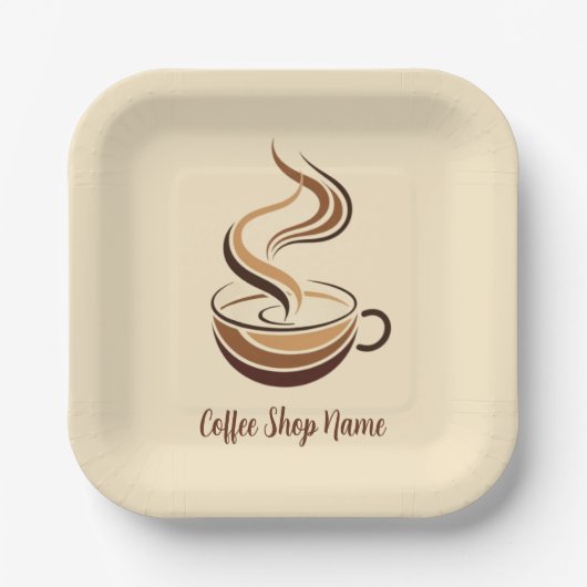 Elegante Brown Coffee Espresso Business Logo Shop Pappteller (Vorderseite)