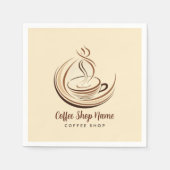 Elegante Brown Coffee Espresso Business Logo Shop Serviette (Vorderseite)