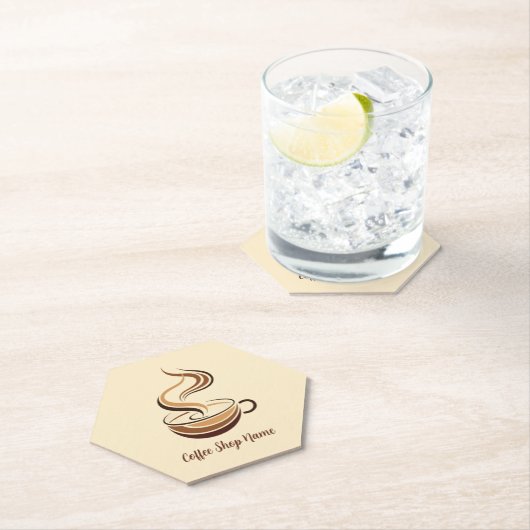 Elegante Brown Coffee Espresso Business Logo Shop Untersetzer (Vor Ort)