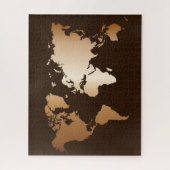 Elegante Brown & Gold Gradient Weltkarte Puzzle (Vertikal)