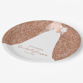 Elegante Brücke über das Brautparty Terracotta Pappteller (Schrägansicht)