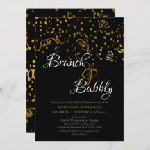 Elegante Brunch Bubbly Brautparty Gold Confetti