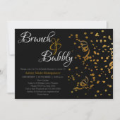 Elegante Brunch Bubbly Brautparty Gold Confetti Einladung (Vorderseite)