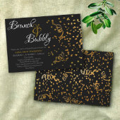 Elegante Brunch Bubbly Brautparty Gold Confetti Einladung