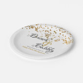 Elegante Brunch Bubbly Brautparty Gold Confetti Pappteller (Schrägansicht)