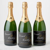 Elegante Brunch Bubbly Brautparty Gold Confetti Schaumweinetikett (Flaschen)