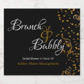 Elegante Brunch Bubbly Brautparty Gold Confetti Schaumweinetikett (Einzelnes Label)