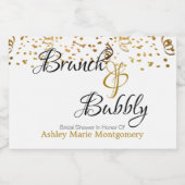 Elegante Brunch Bubbly Brautparty Gold Confetti Schaumweinetikett (Einzelnes Label)