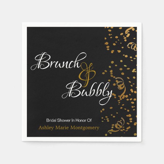 Elegante Brunch Bubbly Brautparty Gold Confetti Serviette (Vorderseite)