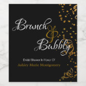 Elegante Brunch Bubbly Brautparty Gold Confetti Weinetikett (Einzelnes Label)