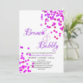 Elegante Brunch Bubbly Brautparty Lila Sequins Einladung (Stehend Vorderseite)