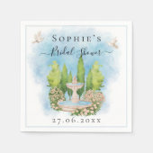 Elegante Brunnen Blume tauben Brautparty Serviette (Vorderseite)