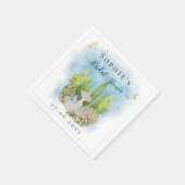 Elegante Brunnen Blume tauben Brautparty Serviette (Ecke)