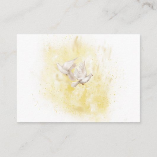 Elegante Brunnen Blume Tauben Fly Wedding Details Begleitkarte (Rückseite)