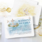 Elegante Brunnen Blume Tauben Fly Wedding Details Begleitkarte