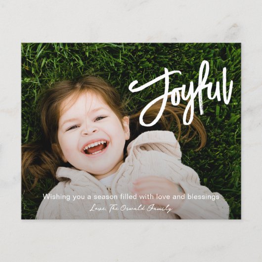 Elegante Brush Script Joyful Modern Christmas Card (Vorderseite)
