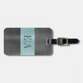 Elegante Brushed Metal Script Monogram Niedlich Gepäckanhänger (Vorderseite horizontal)