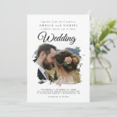 Elegante Brushstroke Wedding Card Einladung (Stehend Vorderseite)
