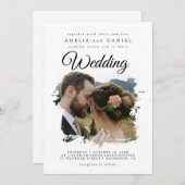 Elegante Brushstroke Wedding Card Einladung (Vorne/Hinten)