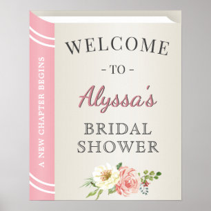 Elegante Buchcover-Hochzeitsdusche Begrüßung im Mä Poster